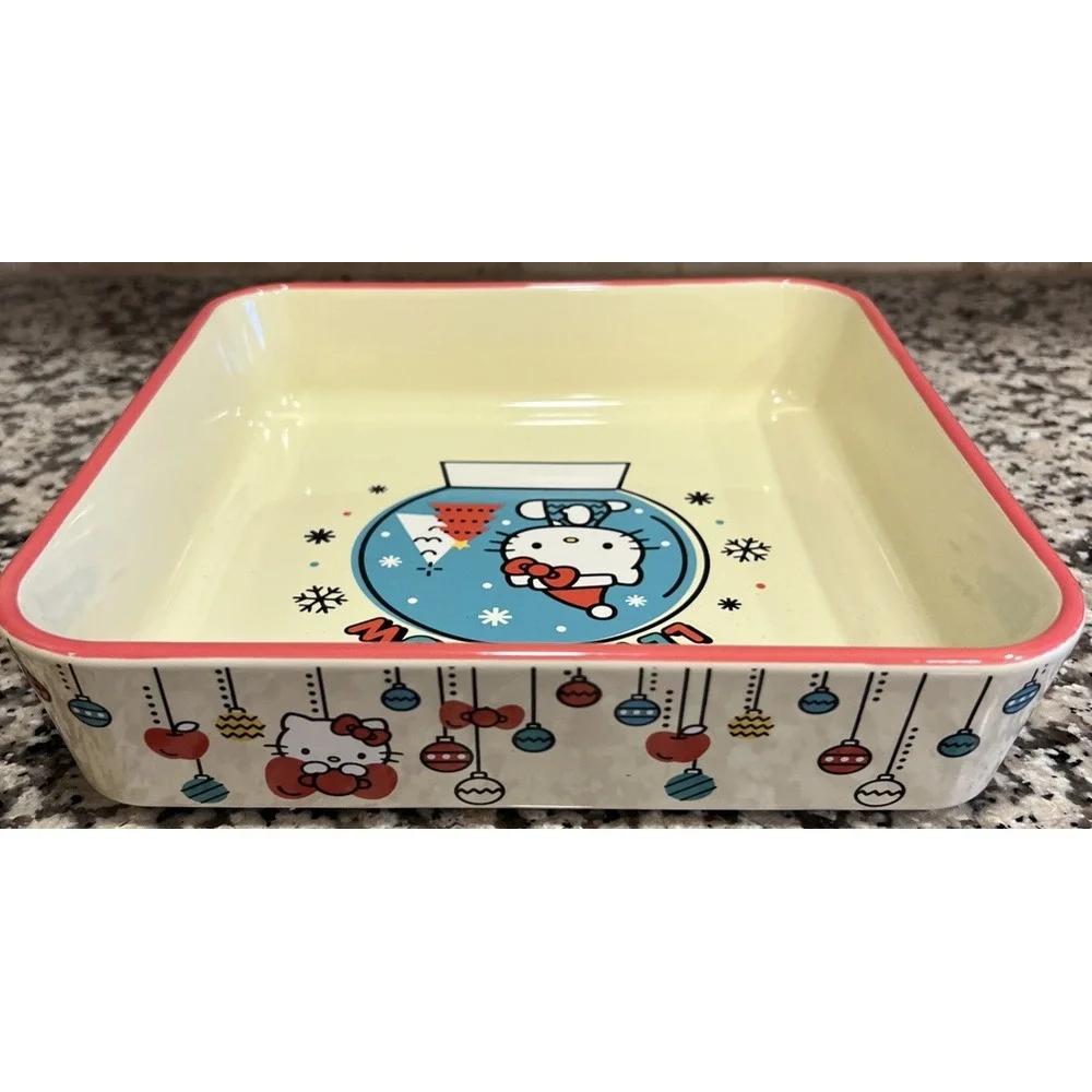Hello Kitty Xmas Let It Snow Globe Holiday‎ 9x9 Square Baking Pan Ceramic ZRike